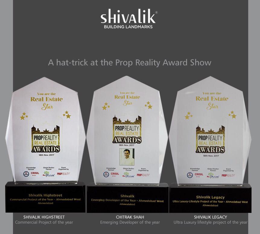 Shivalik Group awarded "Emerging Developer of the year" at Prop Reality Real Estate Awards 2017